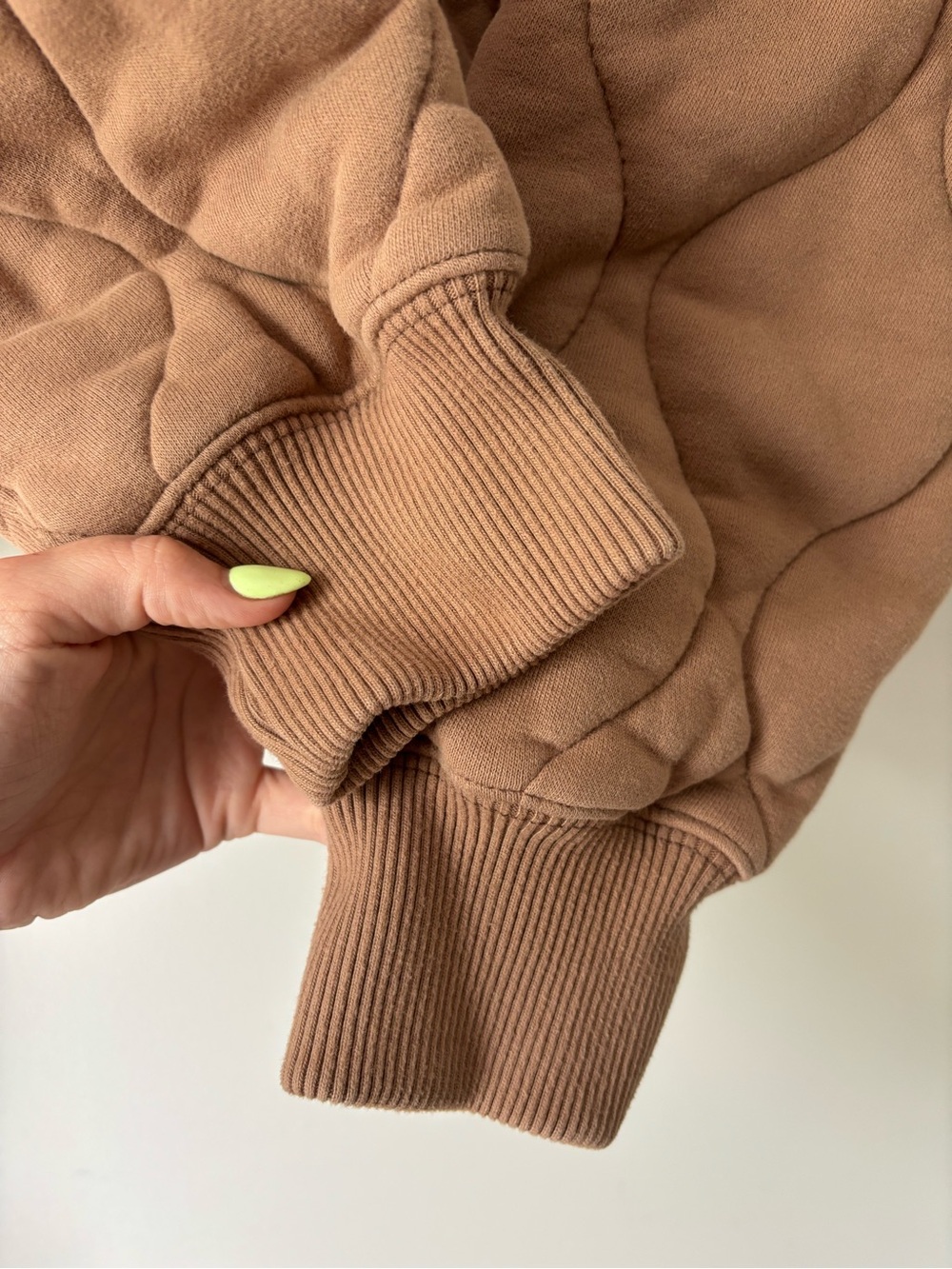 Abercrombie & Fitch Quilted Bomber Jacket in Taupe - Picture 6 of 7